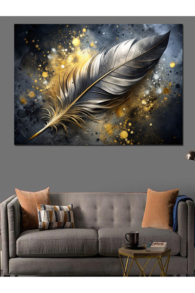 KanvasSepeti Pânză decorativă cu pene de pasăre - Pânză texturată cu vopsea î...