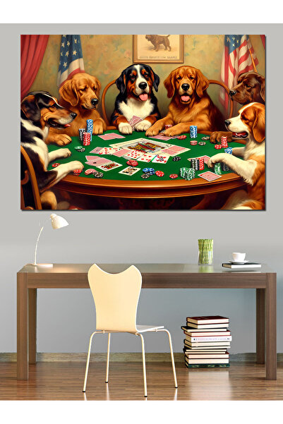 ekart Kumarbaz Köpekler Dekoratif Kanvas - Mdf Ahşap Tablo