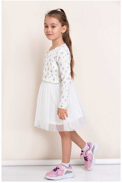 MAİBELLA Girl's Two Piece Look Heart Pattern Tulle Dress |   Stylish and Comfortable Design ❤️ ✨