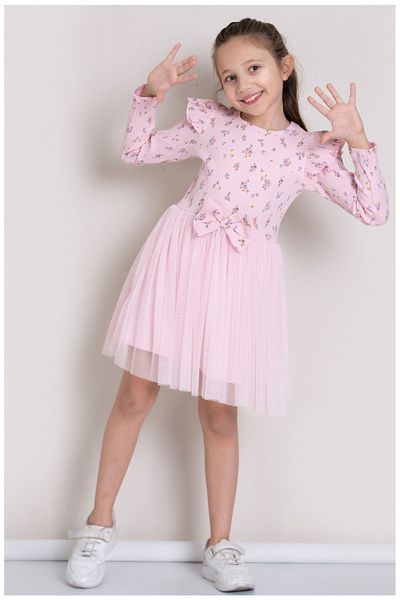MAİBELLA Girl's Floral Print Ruffled Tulle Skirt Dress - Dusty Pink |   Stylish and Cute 🌸 💖