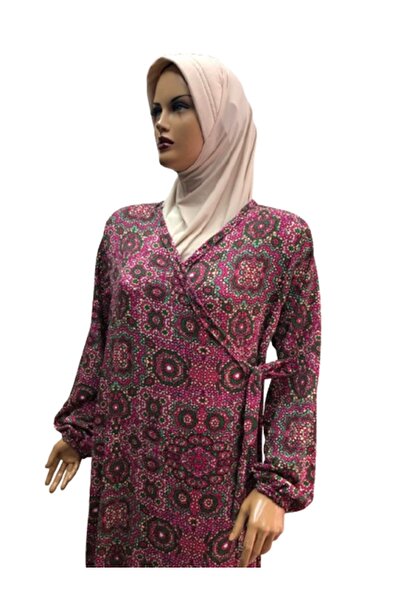 eflin Ροζ-πράσινο χιτζάμπ Τσελάτινο Ρούχα Προσευχής και Φορέματα με Δαντέλα