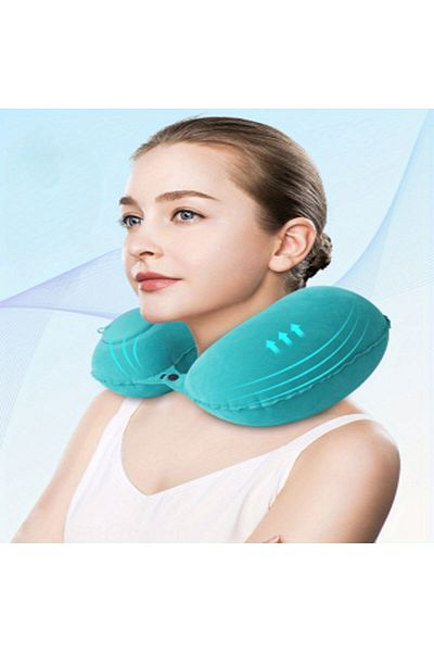 Choice green (1pc)Inflatable Pillow Travel TPU Pressed U-shaped Pillow Outdoor Travel Portable Neck Protect