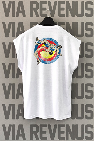 Vordevia Tricou sport cu mânecă zero cu imprimeu pe spate de lupte