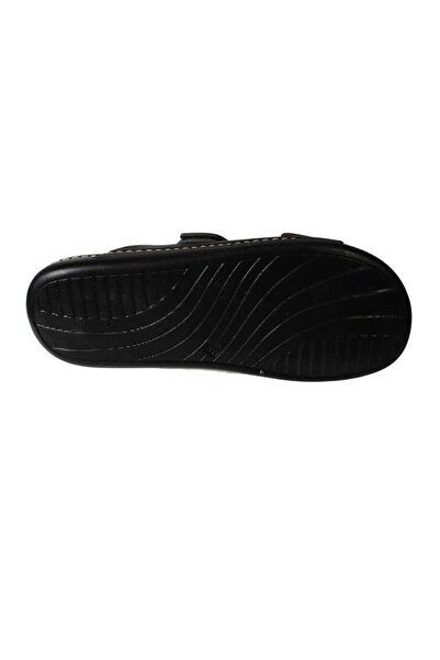 Yaz Kış Ayakkabı Yazkiş Men's Black Buckle Velcro Large Size Slippers