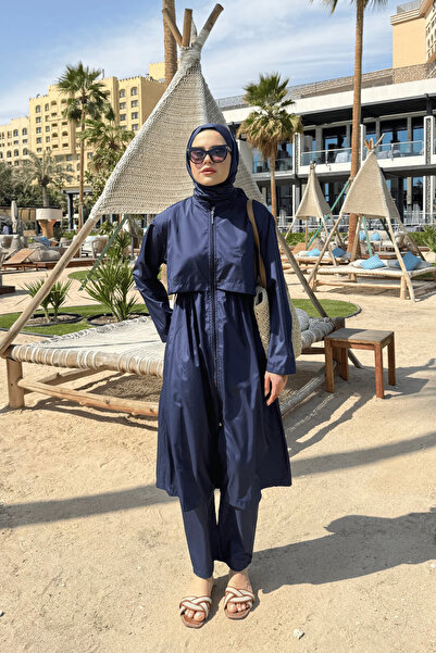 lurex moda Parachute Fabric Long Hijab Swimsuit