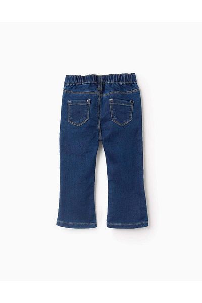 Ziddy Denim Trousers with Contrast Stitching for Baby Girls 'Flare', Blue