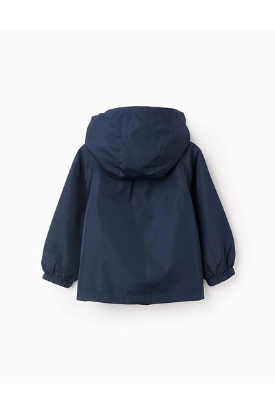 Ziddy Hooded Windbreaker for Baby Girls, Dark Blue/Gold