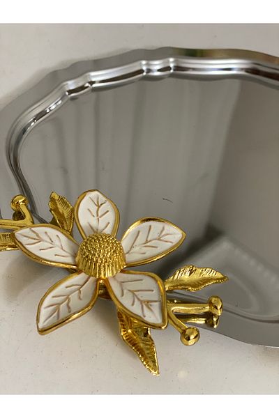 SEVA ÇELİK 20*25 cm Steel Oval Model 1 Large Presentation Tray with Flowers