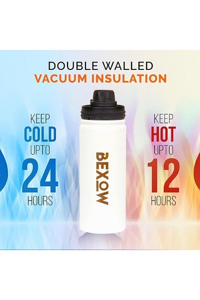 BEXOW Double Wall Vacuum Flask Insulated Stainless Steel Water Bottle for Hot and Cold Beverages