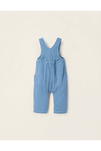 Ziddy Cotton Muslin Jumpsuit for Newborns, Turquoise
