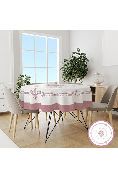 yok yok evim eve dair her şey PEMBE Nakış Efektli Lale Desenli Baskılı Dekoratif Dertsiz Masa Örtüsü