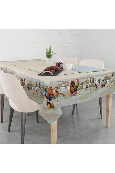 yok yok evim eve dair her şey Față de masă decorativă fără griji, imprimată cu model de cocoș de pui cu tematică de PAȘTE