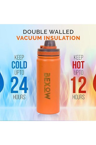 BEXOW Double Wall Vacuum Flask Insulated Stainless Steel Water Bottle for Hot and Cold Beverages