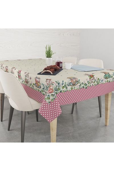 yok yok evim eve dair her şey Față de masă decorativă fără griji, cu model de iepure cu buline tematice de PAȘTE