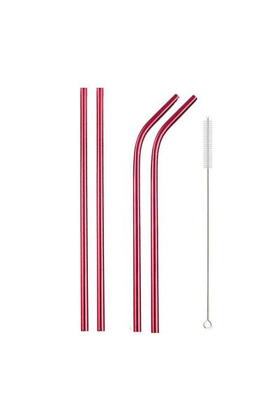 Generic Eco-friendly and reusable stainless steel straws (4 pieces + cleaning brush)