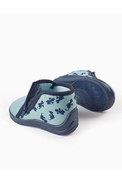 Ziddy Slippers with Zip for Baby Boys 'Dragons', Green/Blue