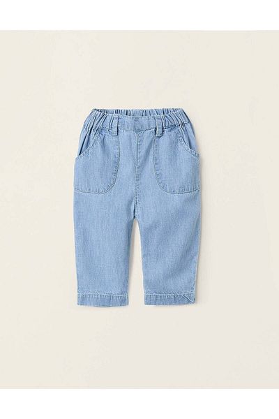 Ziddy Denim Trousers for Newborns, Light Blue
