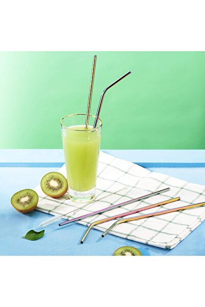 Generic Eco-friendly and reusable stainless steel straws (4 pieces + cleaning brush)