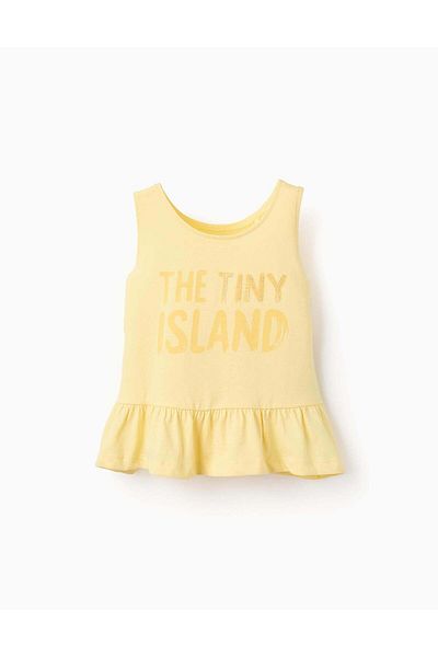 Ziddy Cotton Top with Sequins and Frills for Girls 'Island', Yellow