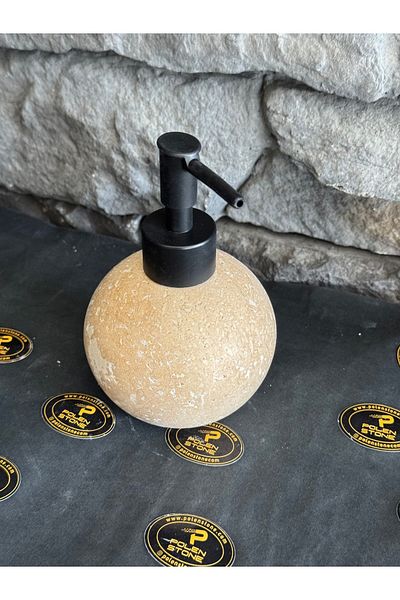 Polen Stone Natural Travertine Stone Orange Model Liquid Soap Dispenser