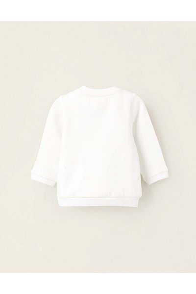 Ziddy Fleece Striped Sweatshirt for Newborns, White