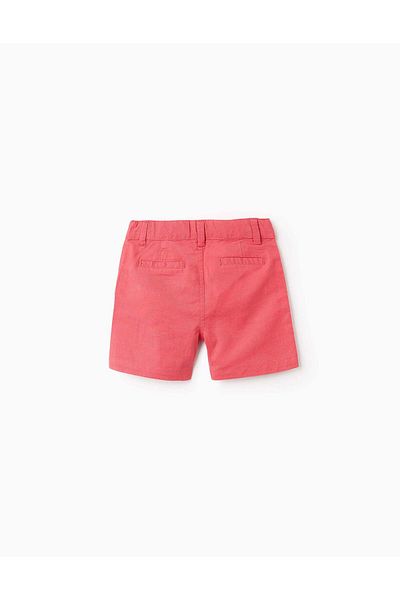 Ziddy Cotton and Linen Chino Shorts for Baby Boys, Red