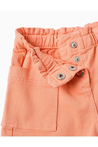 Ziddy Paperbag Waist Shorts for Baby Girls, Coral
