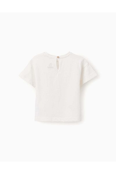 Ziddy Cotton T-shirt with Knot for Baby Girls 'Sunshine', White