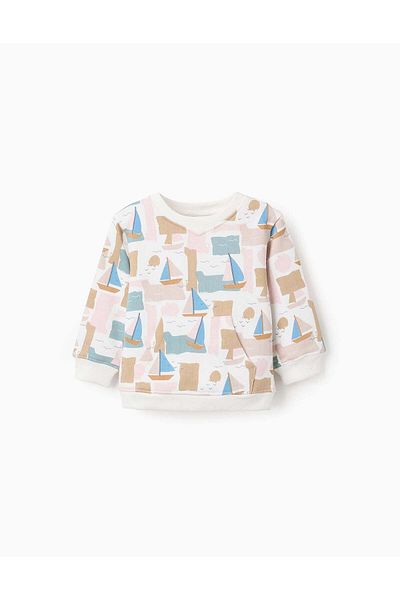 Ziddy Cotton Sweatshirt with Pattern for Baby Boys 'Boats', Multicolour