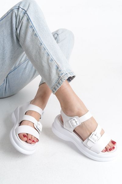 Limeo Ψηλοτάκουνο Skin Cross Double Buckle Summer Γυναικεία Wedge Heel σανδάλια Παπούτσια