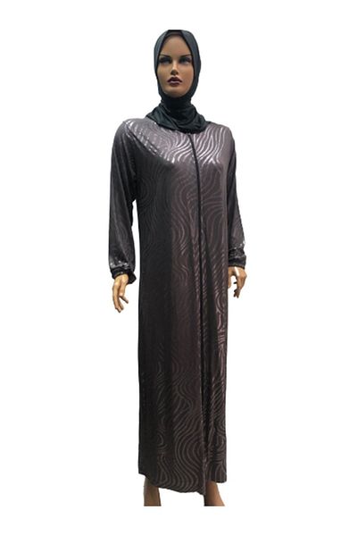 eflin Women's Hijab Hijab Clothing Prayer Dress Brown-silver Gilded Combed Cotton