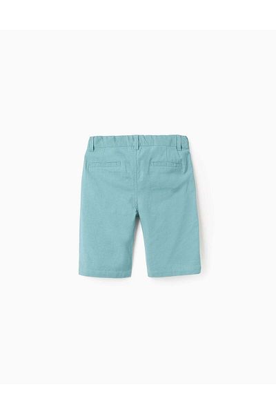 Ziddy Cotton and Linen Chino Shorts for Boys 'Long', Turquoise
