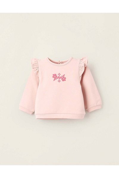 Ziddy Sweatshirt with Ruffles for Newborn Girls, Pink