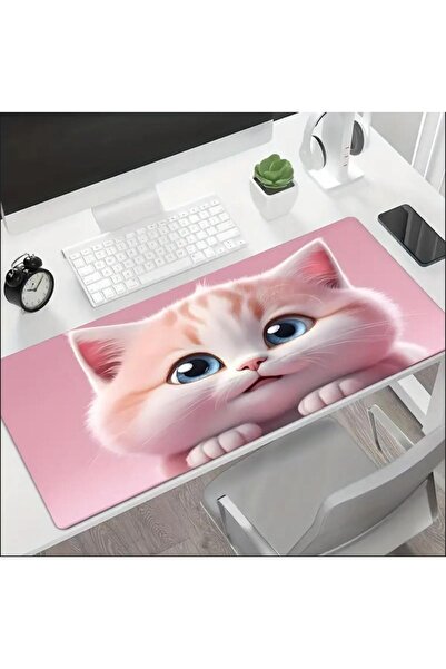 sgeteknoloji 70X30 cm Large Cute Cat Themed Non-Slip Base Speed Surface Gamer Mouse Pad Gaming