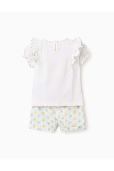 Ziddy T/shirt + Floral Skort for Baby Girls, Multicolour