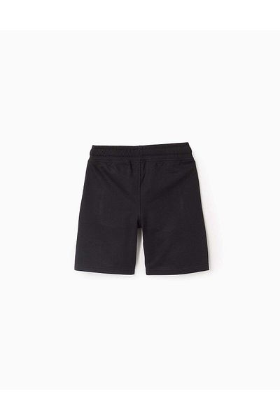 Ziddy Joggers Shorts with Zip Pockets for Boys, Black