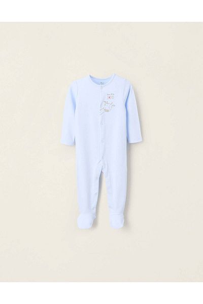 Ziddy Cotton Sleepsuit for Baby Boys 'Giraffe', Light Blue