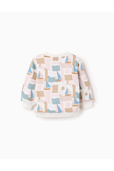 Ziddy Cotton Sweatshirt with Pattern for Baby Boys 'Boats', Multicolour