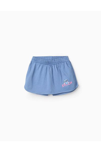 Ziddy Cotton Skort for Girls 'Stitch', Blue