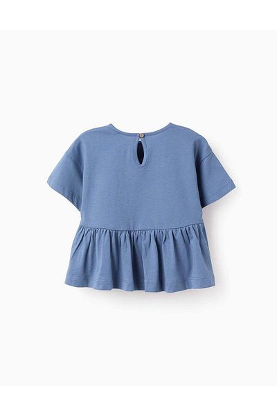 Ziddy T-shirt with Ruffle Pocket for Baby Girls, Blue