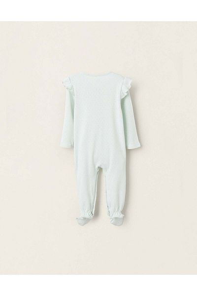 Ziddy Pack 2 Pointelle/Floral Sleepsuits for Baby Girls, Pink/Green