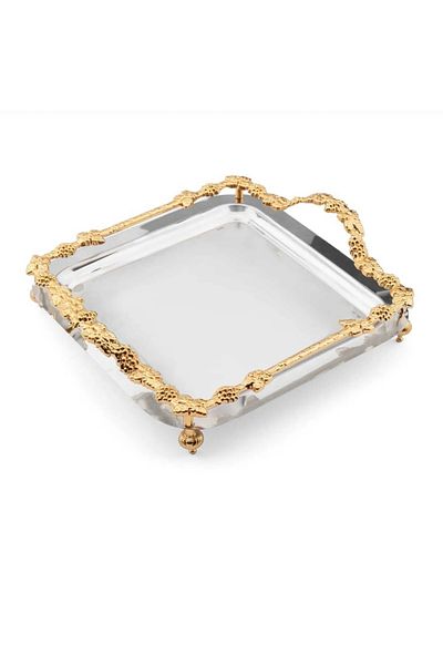 Elzemm store Stainless Steel 1 Pcs Service and Presentation Tray with Square Frame and Legs