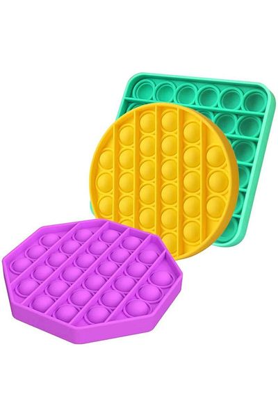 Bundera 3Pcs Popit Colorful Sensory Fine Motor Skill Development Activity Stress Relief Gift Toy