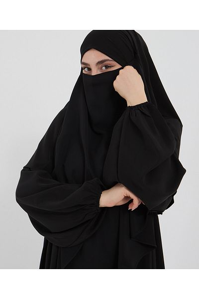 Mihrisina collection Hijab Single Layer Souffle Black Khimar Hijab Medina Silk