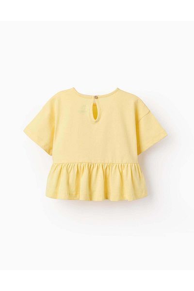 Ziddy T-shirt with Ruffle Pocket for Baby Girls, Yellow