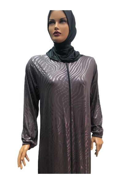 eflin Γυναικείο Χιτζάμπ Τεσεττουρικό Ρούχο Προσευχής Καφέ-ασημί Χρυσό Βαμβακερό Χτενισμένο