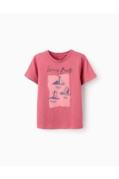 Ziddy Cotton T-shirt for Boys 'Boats', Red