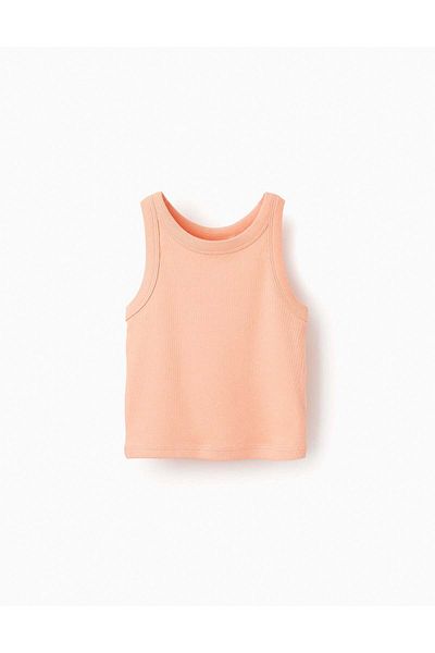 Ziddy Ribbed Top for Girls, Coral