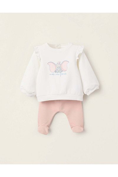 Ziddy Sweatshirt + Joggers for Newborn Girls 'Dumbo', Pink/White