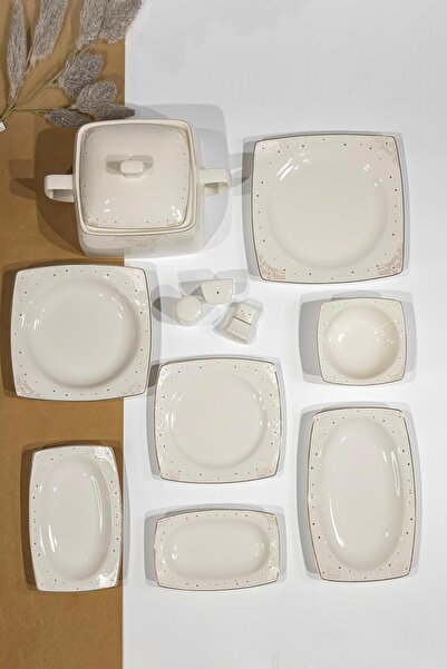 Güral Porselen Carolıne 62 Parça Kare Yemek Takımı 6173